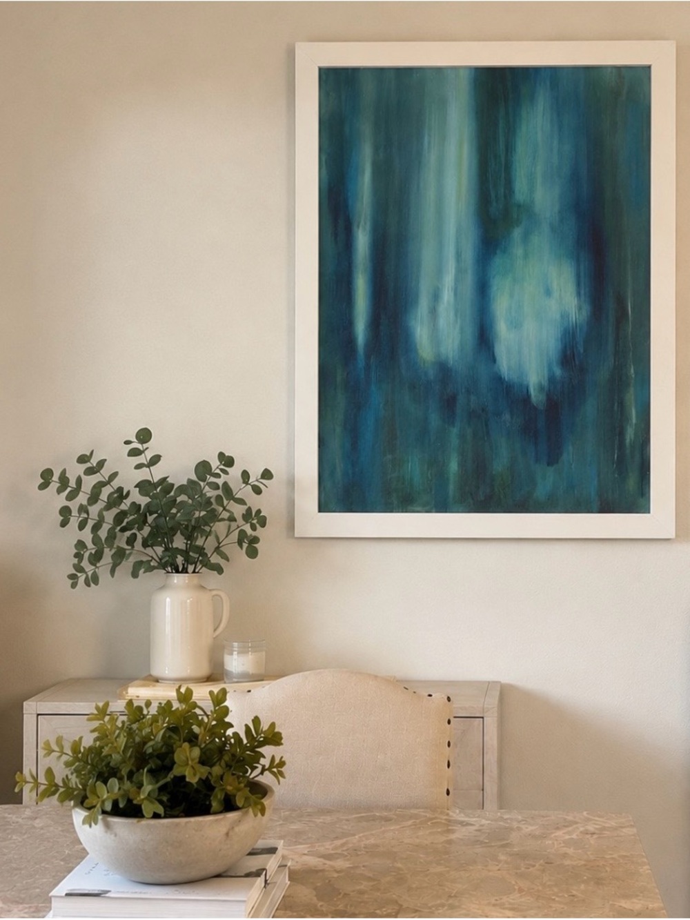 Framed Abstract Blue-Green Wall Art